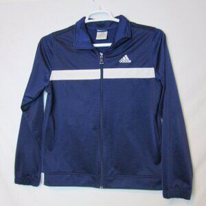 Adidas Track Jacket Navy Blue Embroidered Logo Y2K Zip Up Sporty Adult Medium